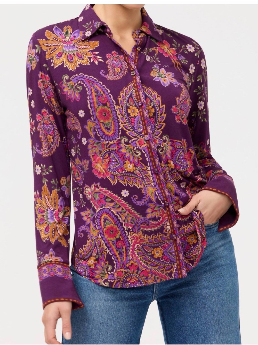 Johnny Was - JANIE FAVORITE BUTTON FRONT SHIRT Small